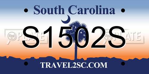 S1502S South Carolina License Plate
