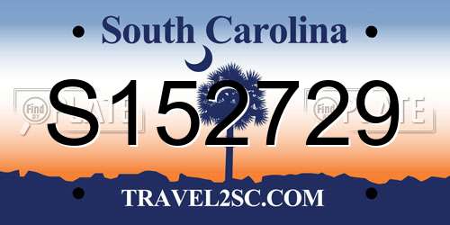 S152729 South Carolina License Plate
