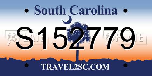 S152779 South Carolina License Plate