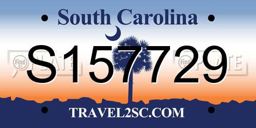 S157729 South Carolina License Plate