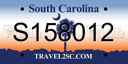 S158012 South Carolina License Plate