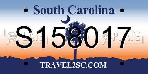 S158017 South Carolina License Plate