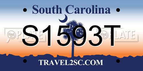 S1593T South Carolina License Plate