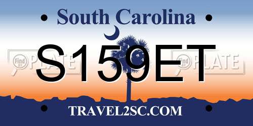 S159ET South Carolina License Plate