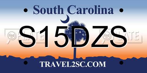 S15DZS South Carolina License Plate