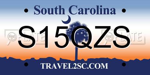 S15QZS South Carolina License Plate