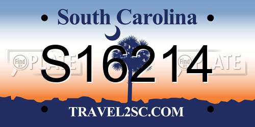 S16214 South Carolina License Plate