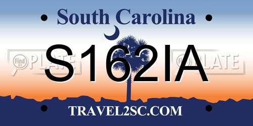 S162IA South Carolina License Plate