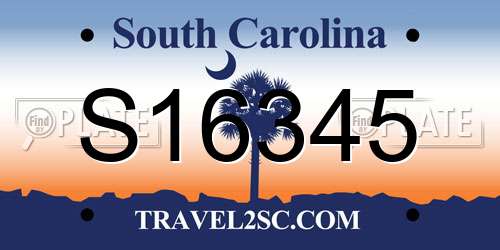 S16345 South Carolina License Plate