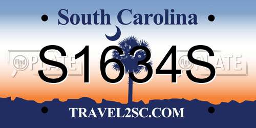 S1634S South Carolina License Plate