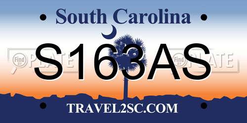 S163AS South Carolina License Plate