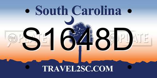 S1648D South Carolina License Plate