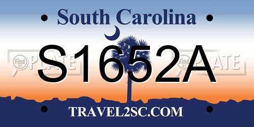 S1652A South Carolina License Plate