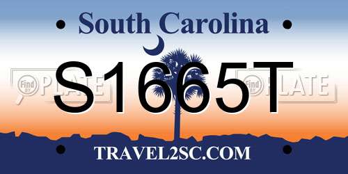 S1665T South Carolina License Plate