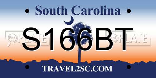 S166BT South Carolina License Plate