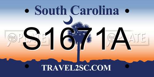 S1671A South Carolina License Plate