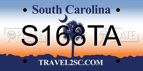 S168TA South Carolina License Plate