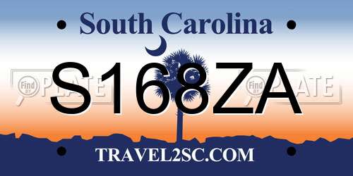 S168ZA South Carolina License Plate