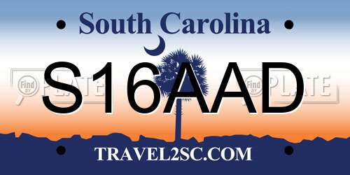 S16AAD South Carolina License Plate