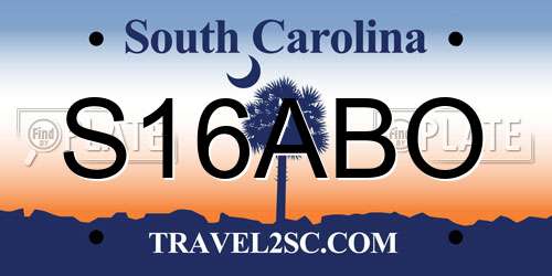 S16ABO South Carolina License Plate