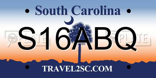 S16ABQ South Carolina License Plate