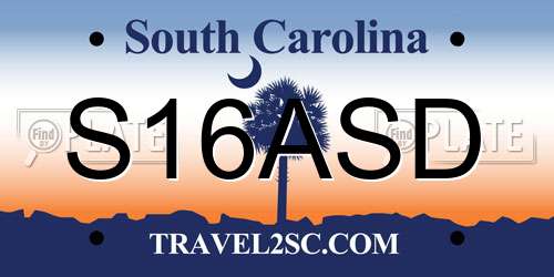 S16ASD South Carolina License Plate