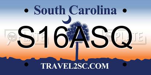 S16ASQ South Carolina License Plate