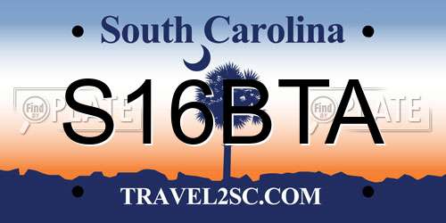 S16BTA South Carolina License Plate