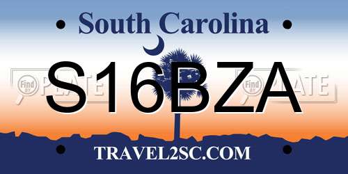 S16BZA South Carolina License Plate