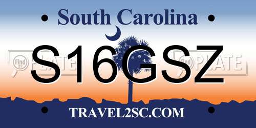 S16GSZ South Carolina License Plate