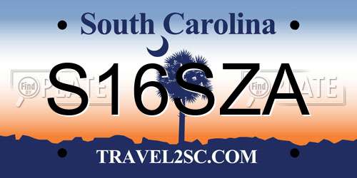 S16SZA South Carolina License Plate