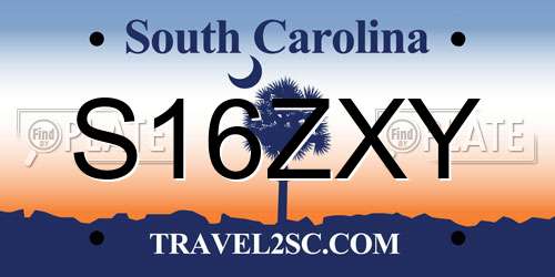 S16ZXY South Carolina License Plate