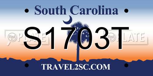 S1703T South Carolina License Plate