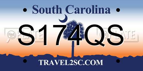 S174QS South Carolina License Plate