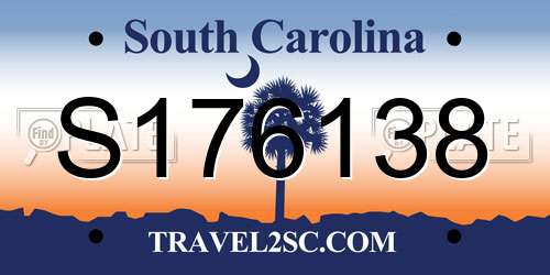 S176138 South Carolina License Plate