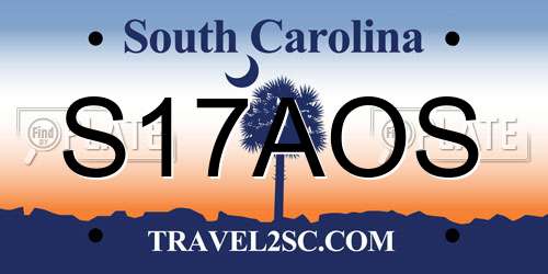 S17AOS South Carolina License Plate