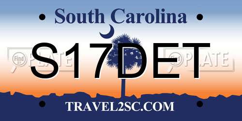 S17DET South Carolina License Plate