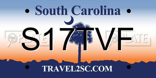 S17TVF South Carolina License Plate