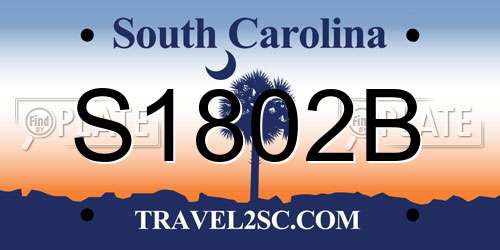 S1802B South Carolina License Plate