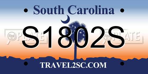 S1802S South Carolina License Plate