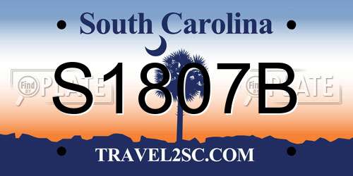S1807B South Carolina License Plate