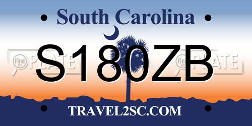 S180ZB South Carolina License Plate