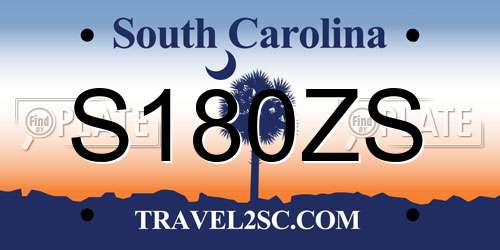 S180ZS South Carolina License Plate