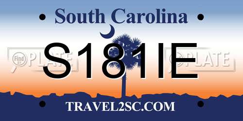 S181IE South Carolina License Plate