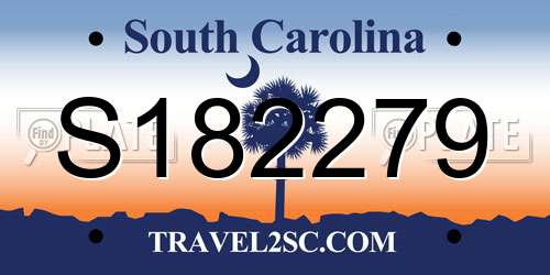 S182279 South Carolina License Plate