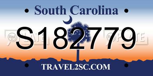 S182779 South Carolina License Plate