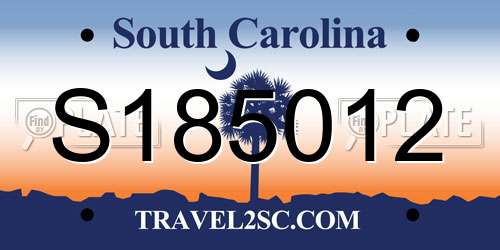 S185012 South Carolina License Plate