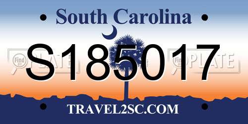 S185017 South Carolina License Plate