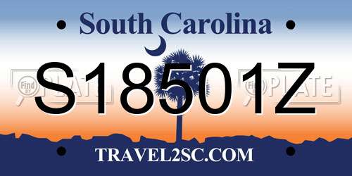 S18501Z South Carolina License Plate