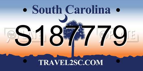 S187779 South Carolina License Plate